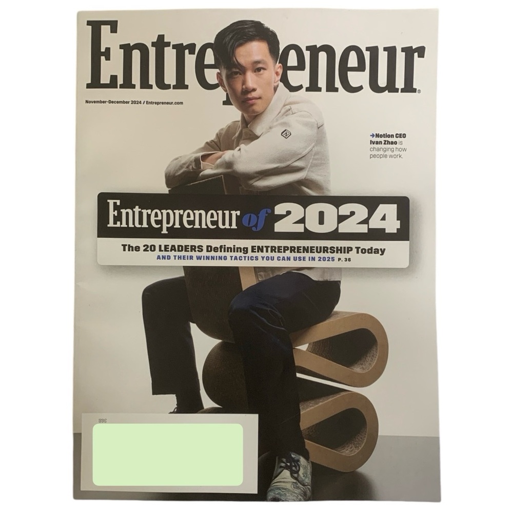 Entrepreneur Magazine November December 2024 Notion CEO Ivan Zhao 20 Leaders